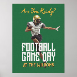 Football Player Game Day Green Poster