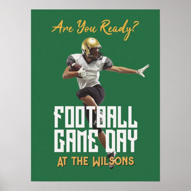 Football Player Game Day Green Poster (Framsidan)