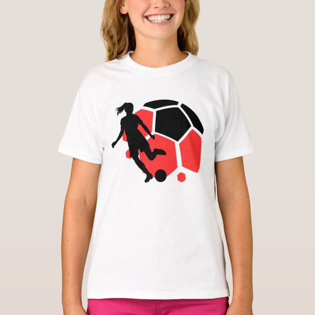 Football Player Girl, Birthday Gift, Team T Shirt (Framsida)