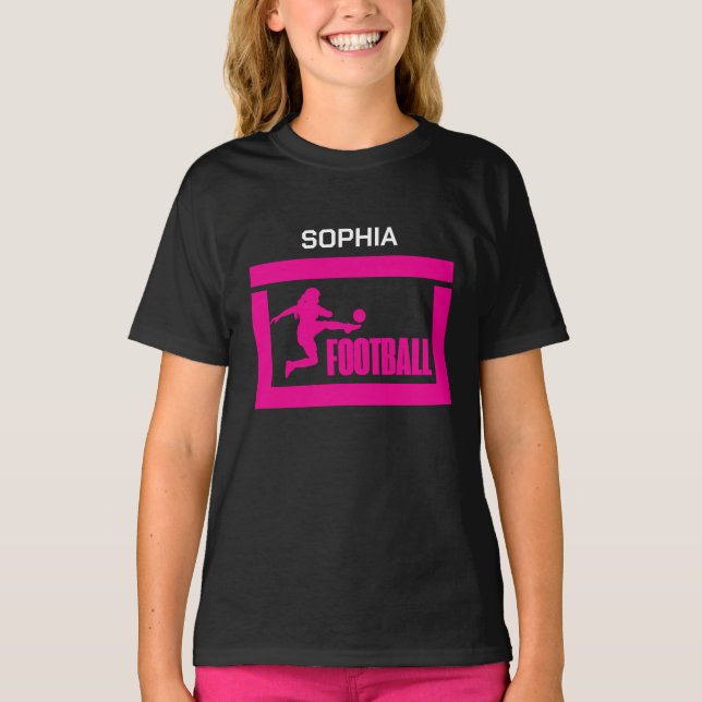 Football Player Girl, Birthday Girl Team T Shirt (Framsida)
