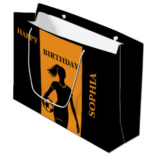 Football Player Girl Black Orange Birthday