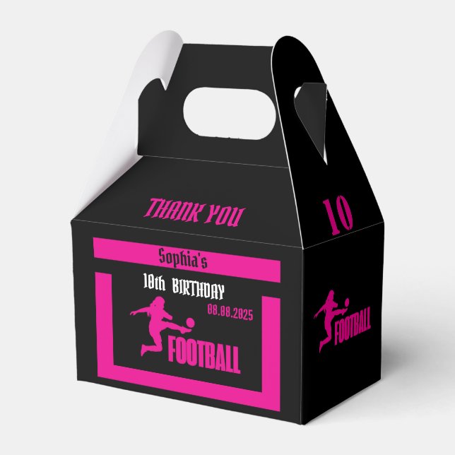 Football Player Girl, Football Team Favor Box Presentaskar (Framsidan Sidan)