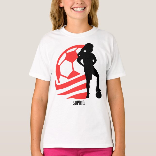 Football Player Girl, Football Team Favor Box T Shirt (Framsida)