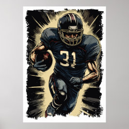 ✪ Football Player Porträtt ☛ Abstrakt Vector NFL Poster