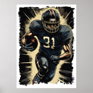 ✪ Football Player Porträtt ☛ Abstrakt Vector NFL Poster