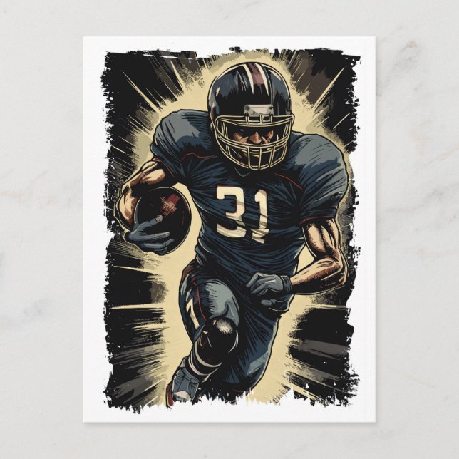 ✪ Football Player Porträtt ☛ Abstrakt Vector NFL Vykort (Framsida)