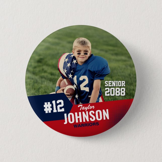 Football Player Senior Night Custom Sports Knapp (Framsida)