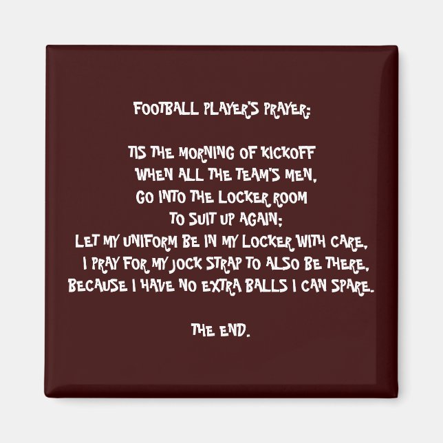 FOOTBALL PLAYERS PRAYER MAGNET (Framsidan)