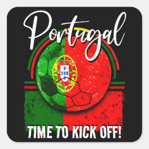 Football Portugal Flagga, Distress Flagga Grönt Re Fyrkantigt Klistermärke