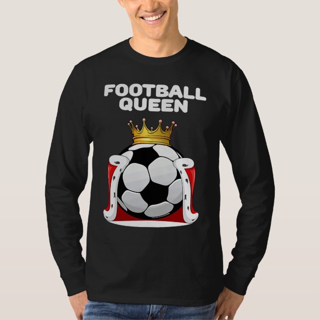 Football Queen Girls Football Womens Football T Shirt (Framsida)