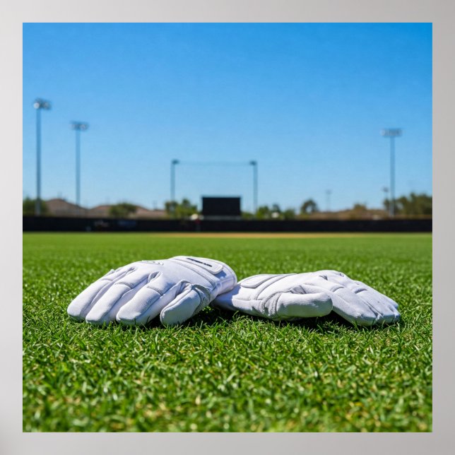 Football Receiver Gloves on Turf Field Poster (Framsidan)