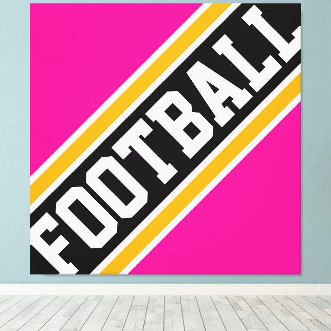 FOOTBALL Roligt Bright Rosa Black Athletic Rand Canvastryck (Insitu (trägolv))