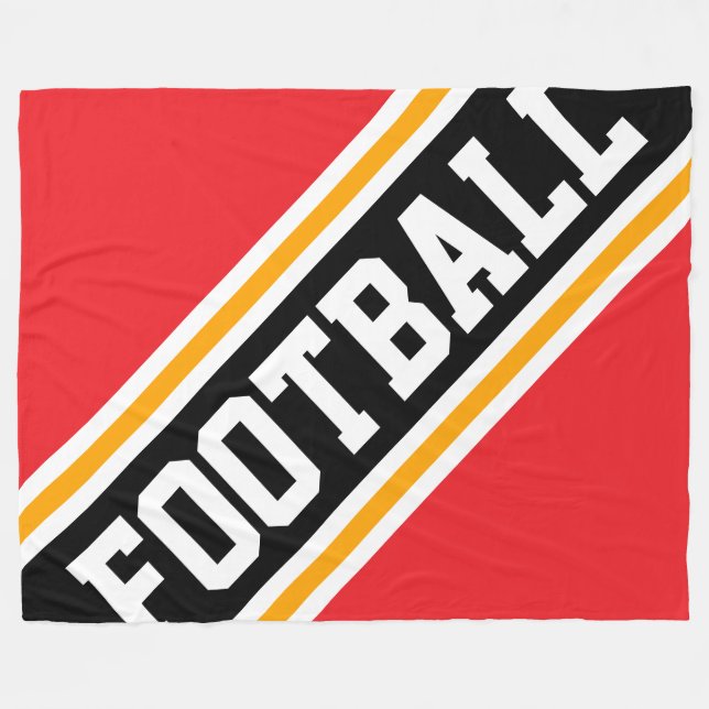 FOOTBALL Roligt Coola Bright Red Black Tävla Rand Fleecefilt (Framsidan (Horisontell))