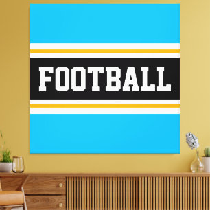 FOOTBALL Roligt Himmel Blue White Gult Rand Canvastryck