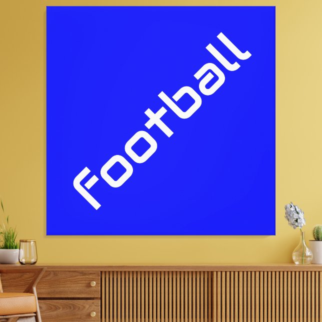 FOOTBALL Roligt Modern vit text vid intensiv blå s Canvastryck (Insitu (Vardagsrum))