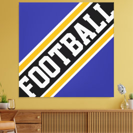 FOOTBALL Royal Blue Gult Black Athletic Rand Canvastryck