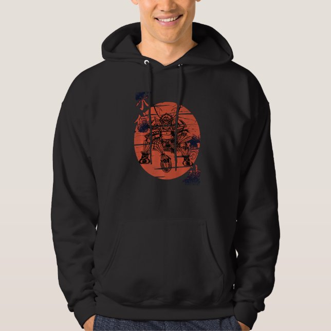 Football Samurai Funny Warrior Armor Japanese Warr Hoodie (Framsida)