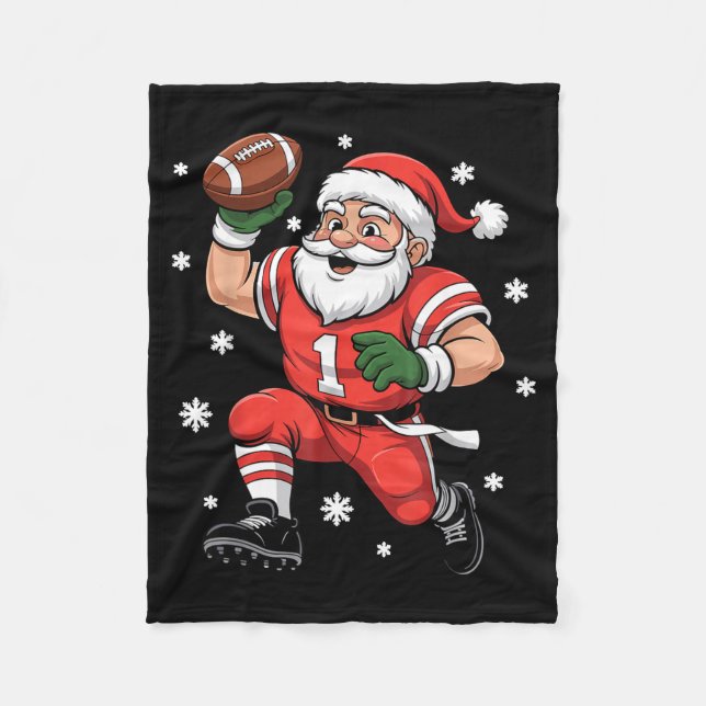 Football Santa Claus Lineman Christmas Quarterback Fleecefilt (Framsidan)