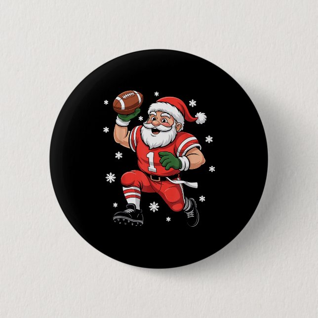 Football Santa Claus Lineman Christmas Quarterback Knapp (Framsida)