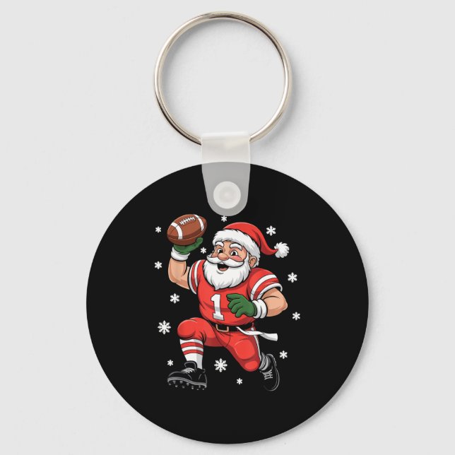 Football Santa Claus Lineman Christmas Quarterback Nyckelring (Framsida)