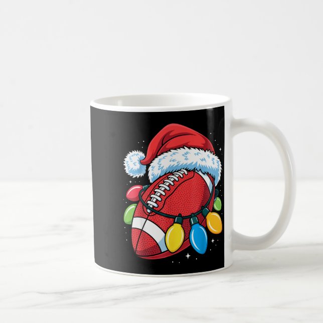 Football Santa Hat Christmas Lights Festive Touchd Kaffemugg (Höger)