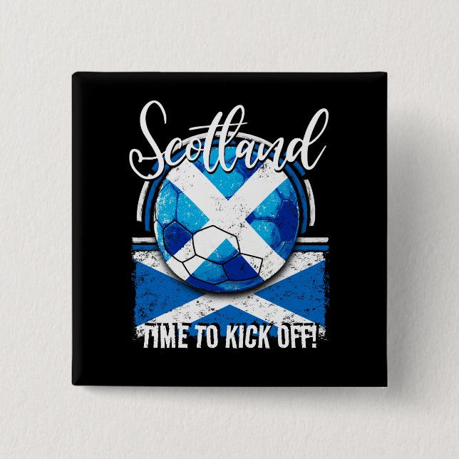 Football Scotland Flagga, Distress Soccer Ball Knapp (Framsida)
