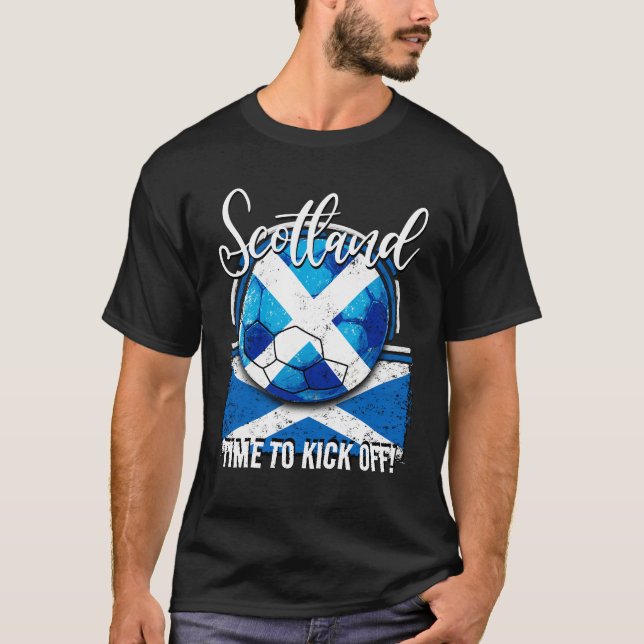 Football Scotland Flagga, Retro Soccer Ball T Shirt (Framsida)