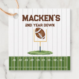 Football second year down boy birthday gåvor etiketter