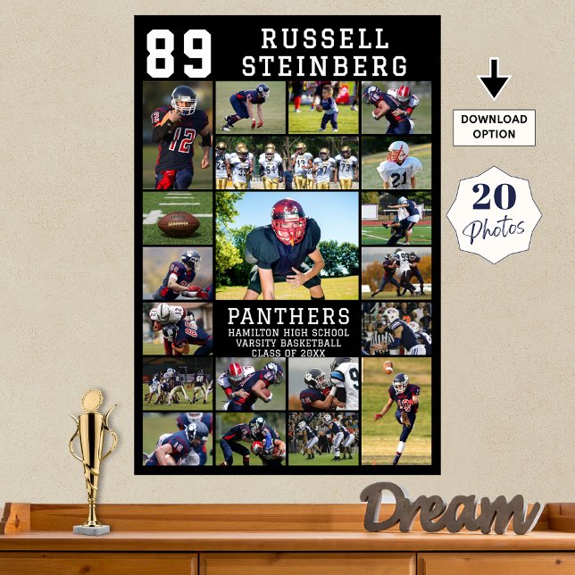 Football Senior Night 20 Photo Collage Graduation Poster (Skapare uppladdad)
