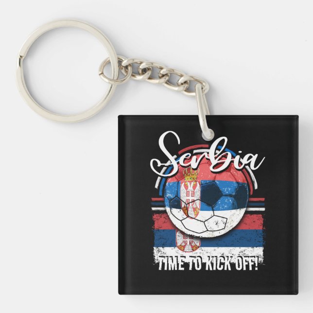 Football Serbien Flagga, Vintage Soccer Ball (Framsidan)