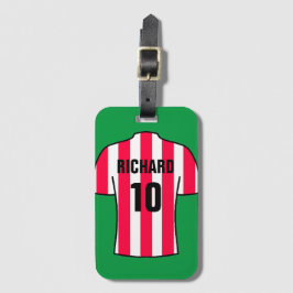 Football Shirt i Red & White Rand Bagagebricka