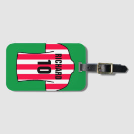 Football Shirt i Red & White Rand Bagagebricka