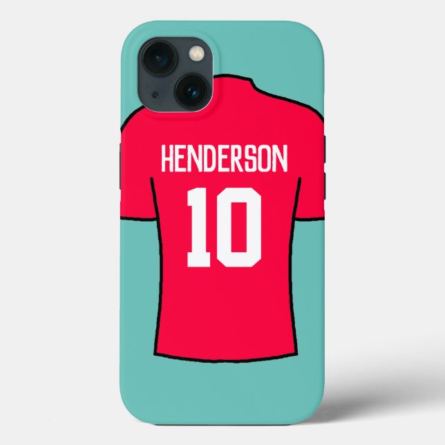 Football Shirt in Red med Namn och nummer (Baksida)