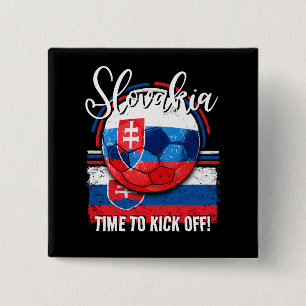 Football Slovakia Flagga, Vintage Soccer Ball Knapp