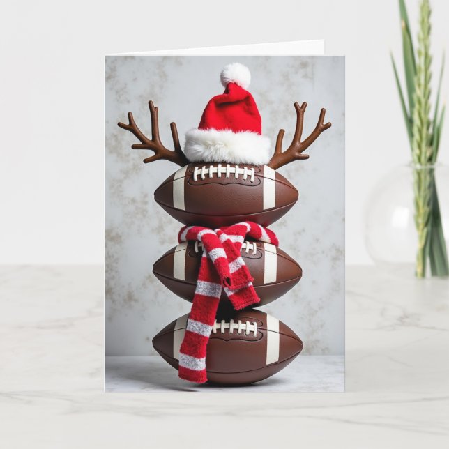 Football Snowman Christmas Card Kort (Framsida)