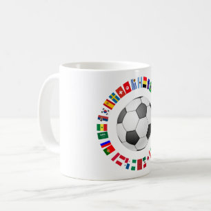 FOOTBALL SOCCER 2018 TEAM FLAGGOR CIRCLE KAFFEMUGG