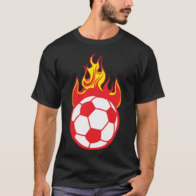 football soccer 9 flamme flame feu boule 1110 t shirt (Framsida)