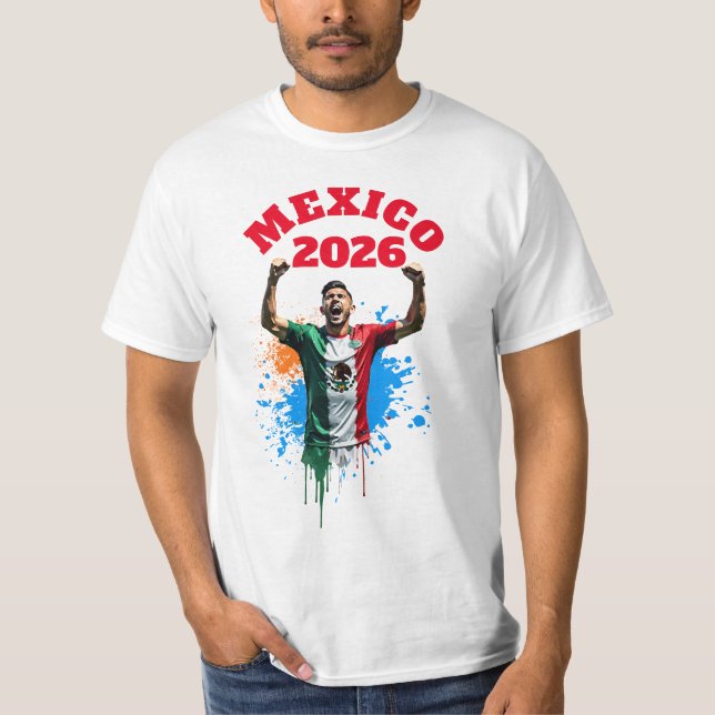 Football Soccer Goal Celebration Mexico Flag 2026 T Shirt (Framsida)