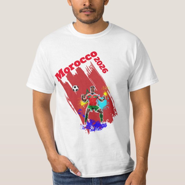 Football Soccer Goal Celebration Morocco Flag 2026 T Shirt (Framsida)