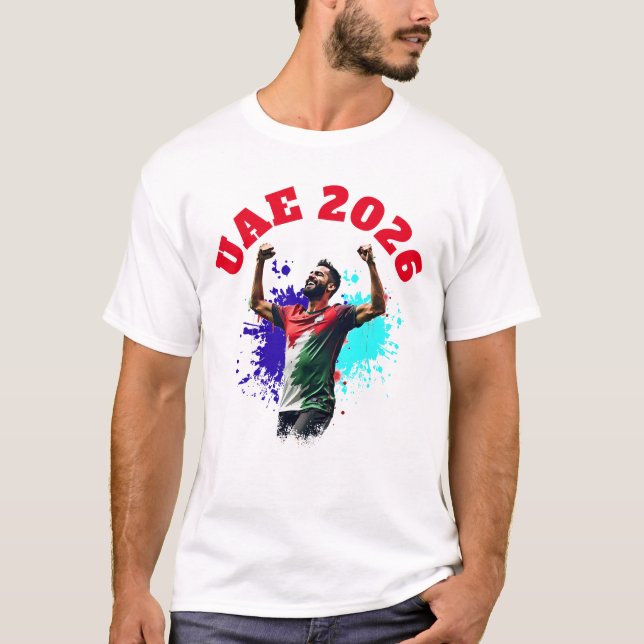 Football Soccer Goal Celebration UAE Flag 2026 T Shirt (Framsida)