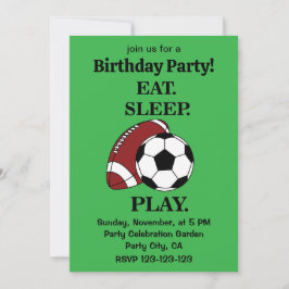 Football Soccer Player Coach Birthday Party Inbjudningar
