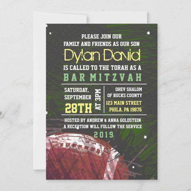 FOOTBALL SPLATTER Pub Mitzvah-inbjudan Inbjudan (Framsida)