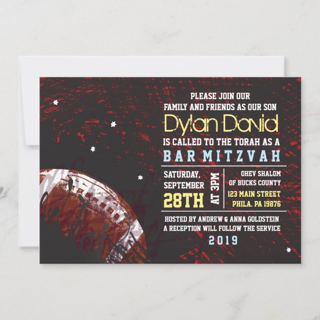 FOOTBALL SPLATTER Pub Mitzvah-inbjudan Inbjudan (Framsida)