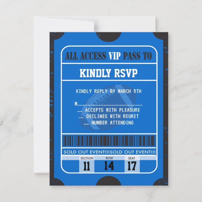Football Splatter Pub Mitzvah OSA Responcard (Framsida)