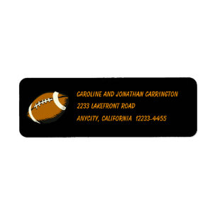 Football Sports Black and Brown Returadress Etikett
