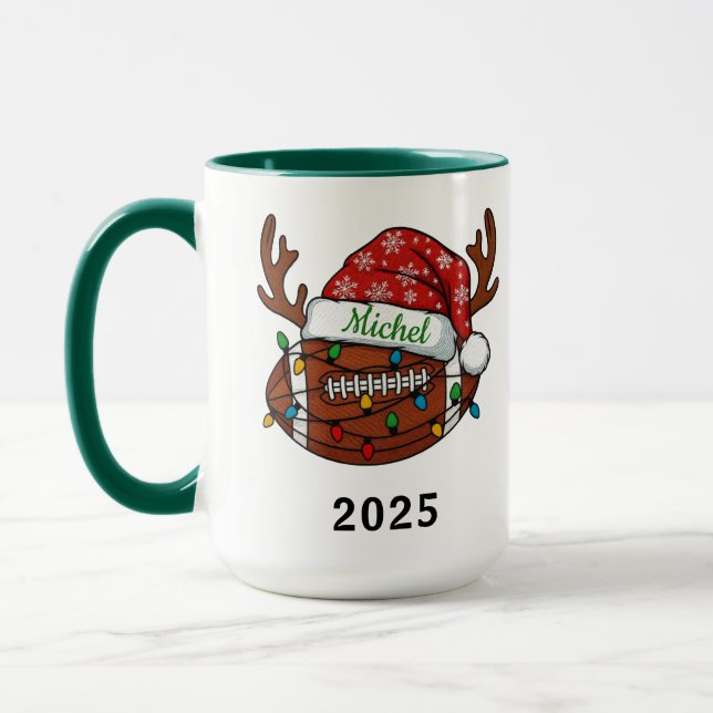 Football Sports Christmas 2025 Mug | Custom Name Mugg (Vänster)