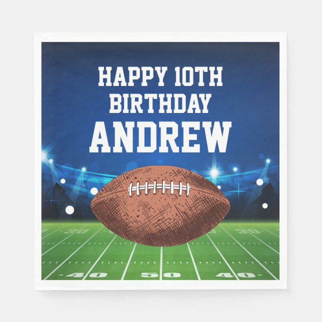 Football Sports Happy Birthday Napkins Pappersservett (Framsidan)
