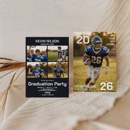 Football Sports Photo Graduation Invitation Inbjudningar