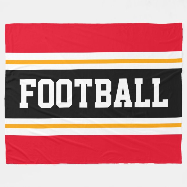 FOOTBALL Sporty Bright Red Black White Rand Fleecefilt (Framsidan (Horisontell))