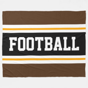 FOOTBALL Sporty Brown Black White Tävla Rand Fleecefilt